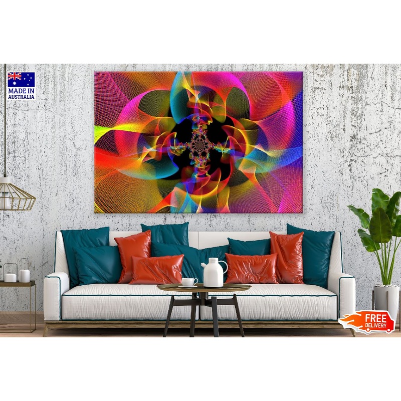 Pink Blue Red & Yellow Digital Abstract Design Print 100% Australian Made