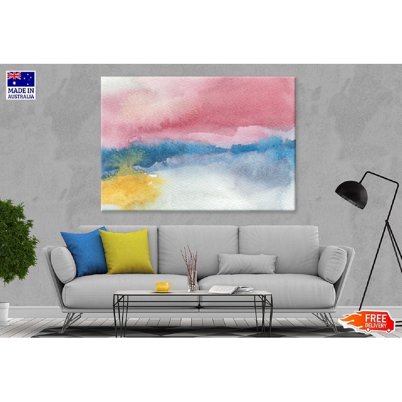 Pink Blue & Yellow Watercolor Abstract Design Print 100% Australian Made