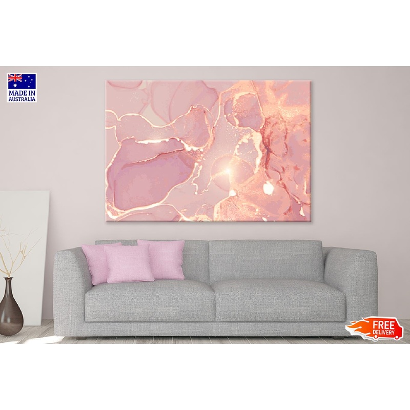 Pink & Gold Stone Marble Abstract Design Print 100% Australian Made