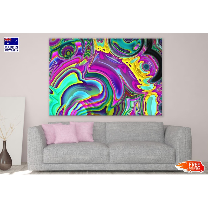 Pink Yellow & Green Abstract Design Print 100% Australian Made