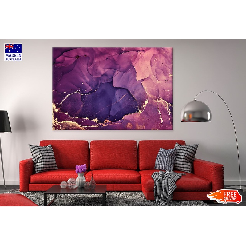 Purple Pink & Gold Fluid Abstract Design Print 100% Australian Made
