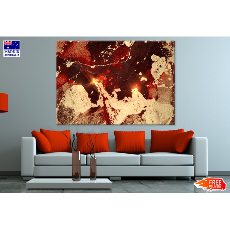 Red & Gold Abstract Design Print 100% Australian Made