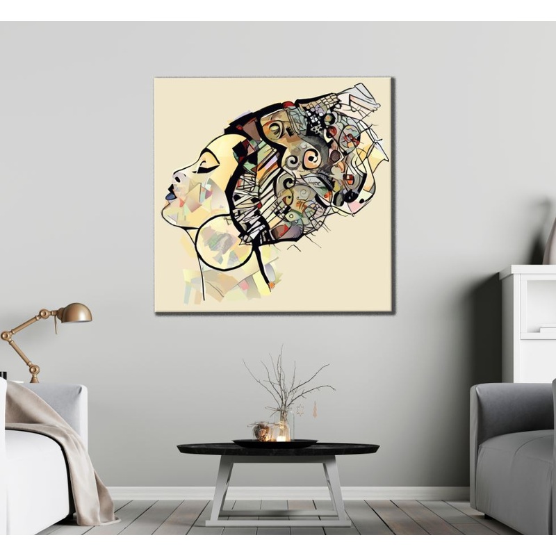 Square Canvas Girl Face Abstract Headdress High Quality Print 100% Australian Made