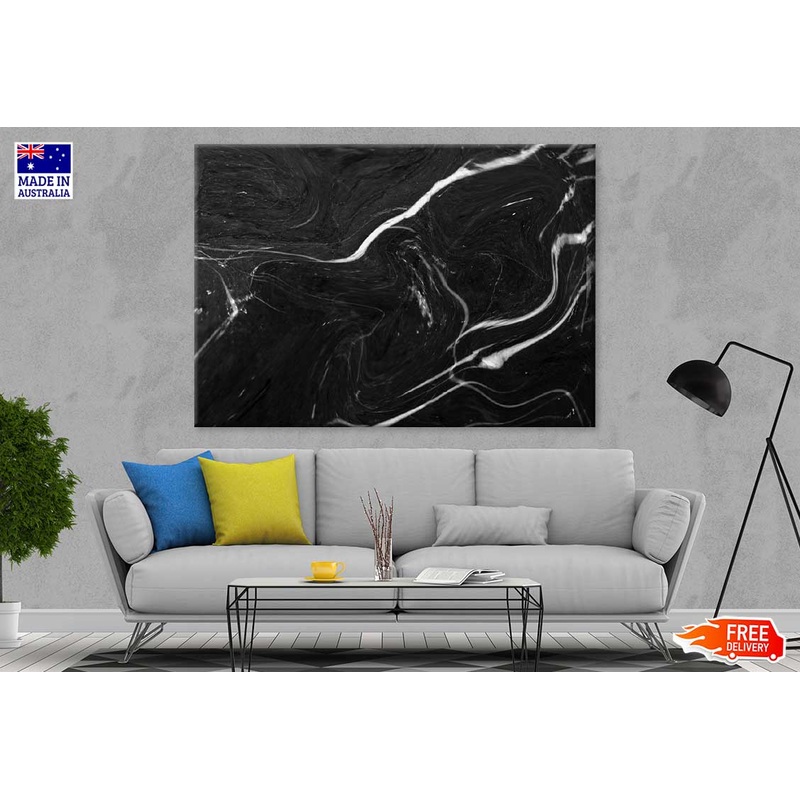 Wave Pattern Black Abstract Design Print 100% Australian Made