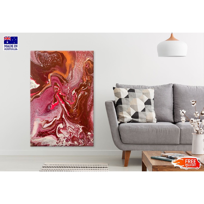 White Pink & Red Abstract Acrylic Design Print 100% Australian Made