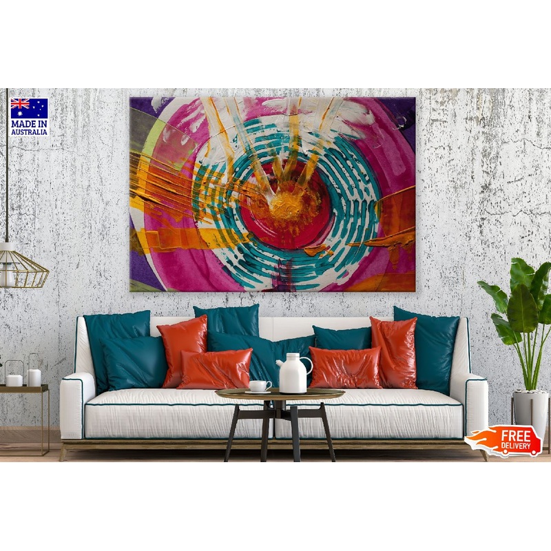 Yellow Red Pink & Blue Paint Abstract Print 100% Australian Made