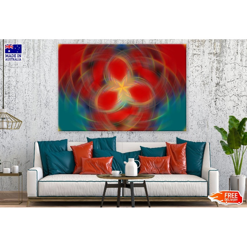 Yellow Star & Red Blue Abstract Design Print 100% Australian Made