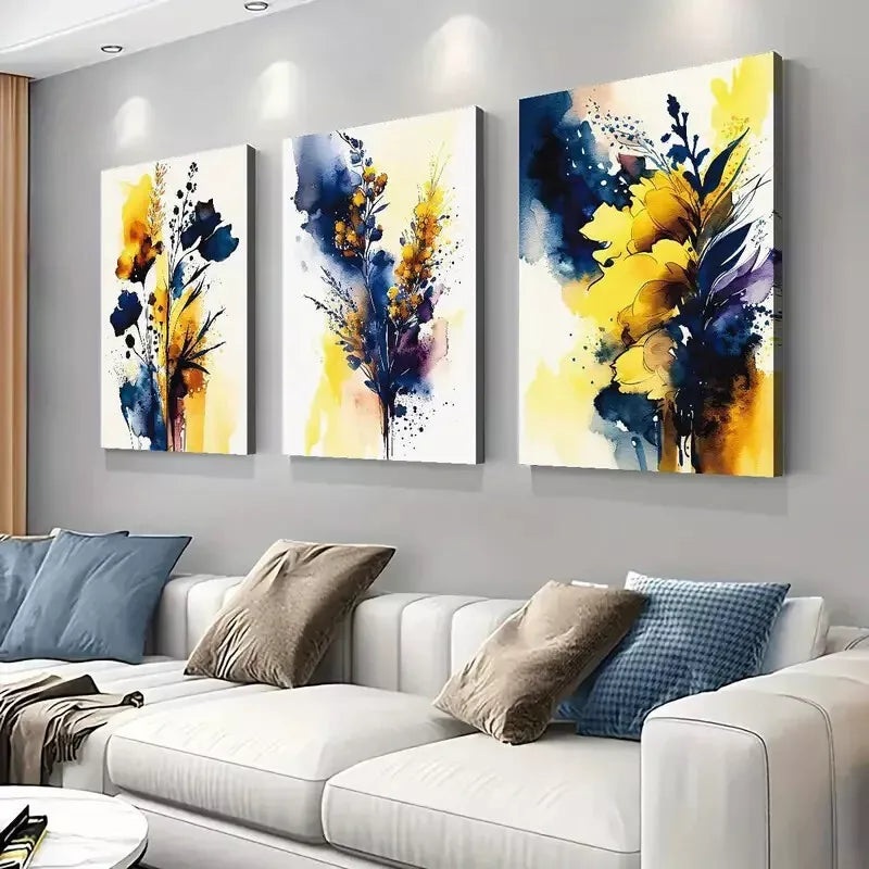 3pcs Abstract Flower Art  Canvas Framed 40x60cm - High Quality Print 100% Australian Made Wall Canvas Ready to Hang