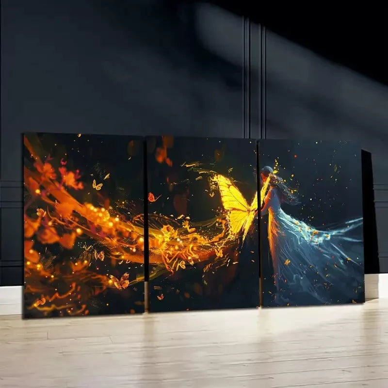 3pcs Butterfly Wing Canvas Framed 40x60cm - High Quality Print 100% Australian Made Wall Canvas Ready to Hang