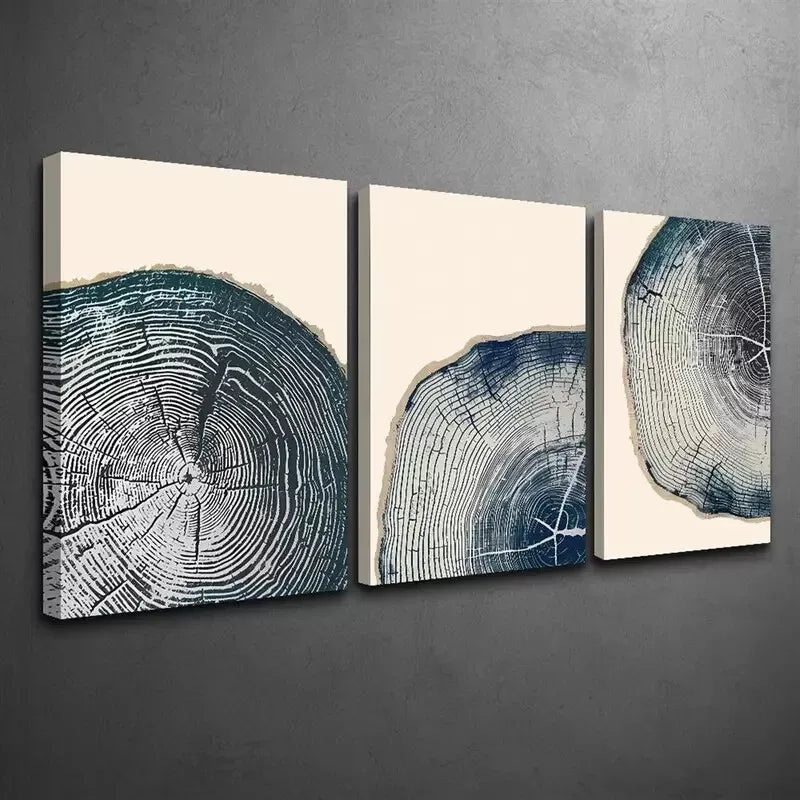 3pcs Cross Section Of A Tree Trunk Texture Canvas Framed 40x60cm - High Quality Print 100% Australian Made Wall Canvas Ready to Hang