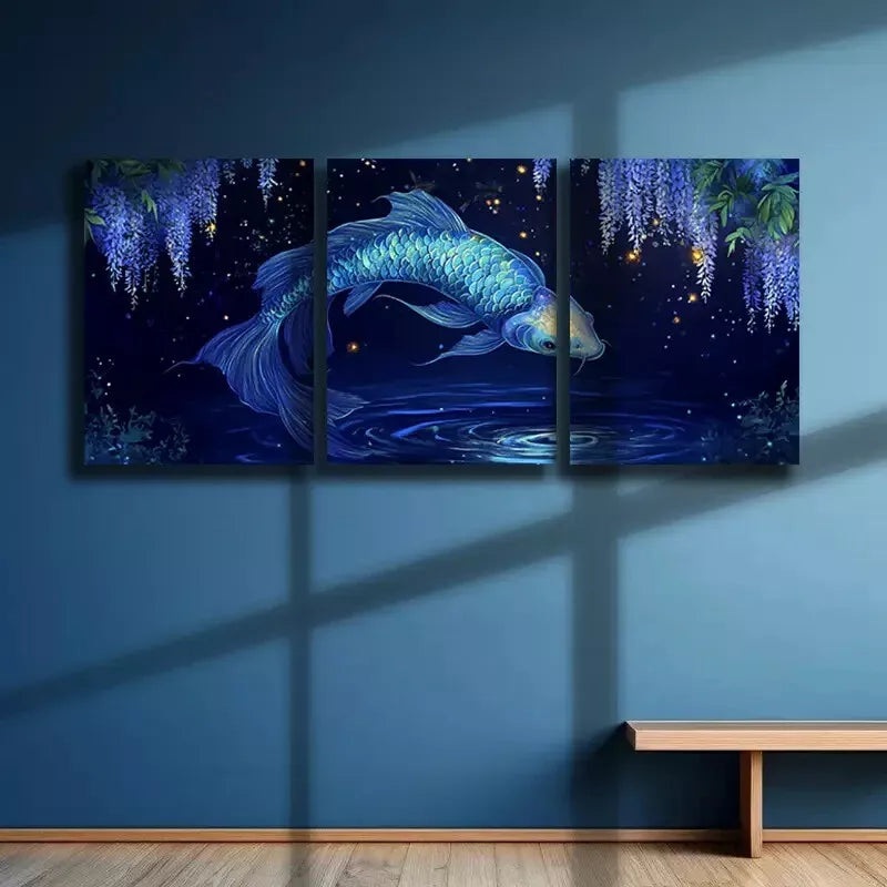 3pcs Elegant Koi Fish Canvas Framed 40x60cm - High Quality Print 100% Australian Made Wall Canvas Ready to Hang