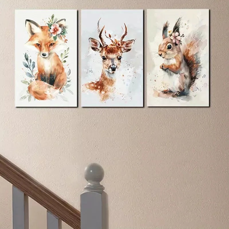3pcs Farmhouse Animal Nursery Canvas Framed 40x60cm - High Quality Print 100% Australian Made Wall Canvas Ready to Hang
