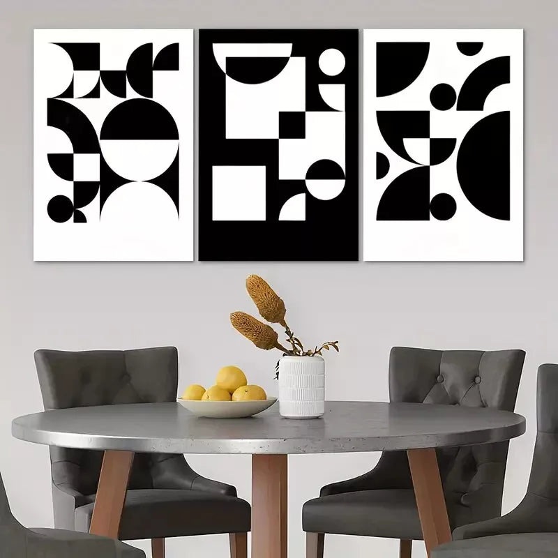 3pcs White & Black Abstract  Canvas Framed 40x60cm - High Quality Print 100% Australian Made Wall Canvas Ready to Hang
