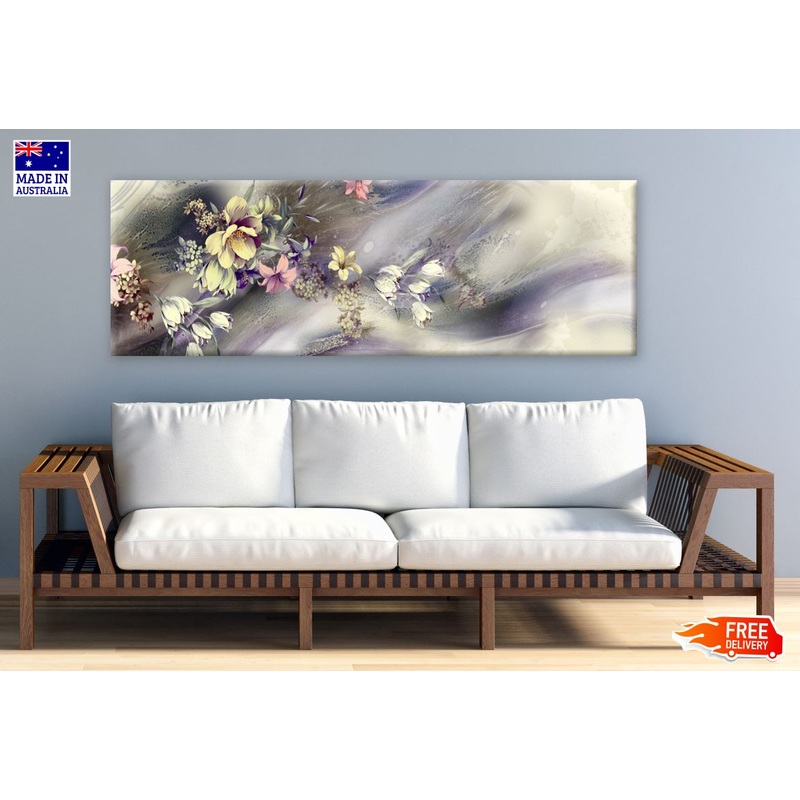 Panoramic Canvas Abstract Floral Design High Quality 100% Australian made wall Canvas Print ready to hang