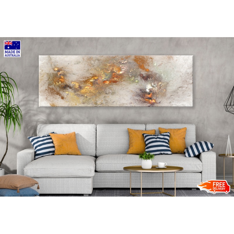 Panoramic Canvas Orange Grey Abstract Design High Quality 100% Australian made wall Canvas Print ready to hang