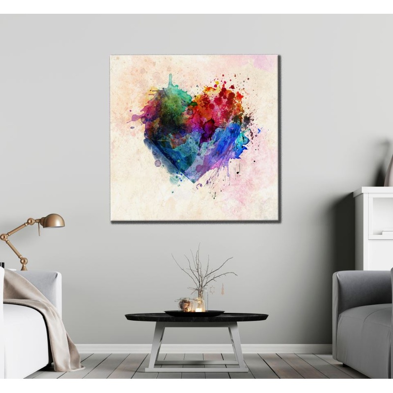 Square Canvas Watercolor Heart Abstract Painting High Quality Print 100% Australian Made
