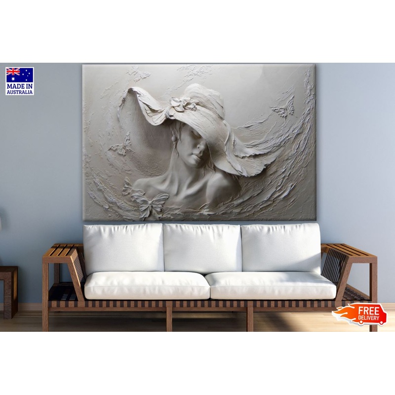 White Lady with a Hat Wall Sculpture Photograph Print 100% Australian Made
