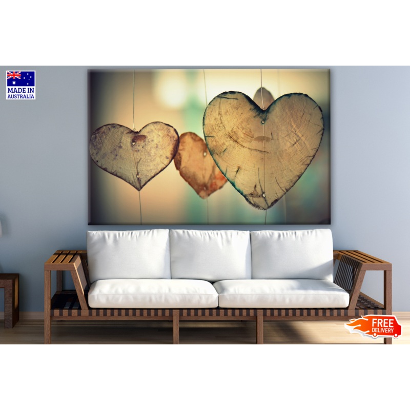 Wooden Hearts Hanging Photograph Print 100% Australian Made