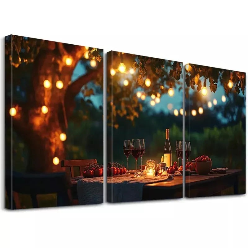 3pcs Aesthetic Modern Farmhouse Wooden Table Wall Art Set Canvas Framed 40x60cm - High Quality Print 100% Australian Made Wall Canvas Ready to Hang