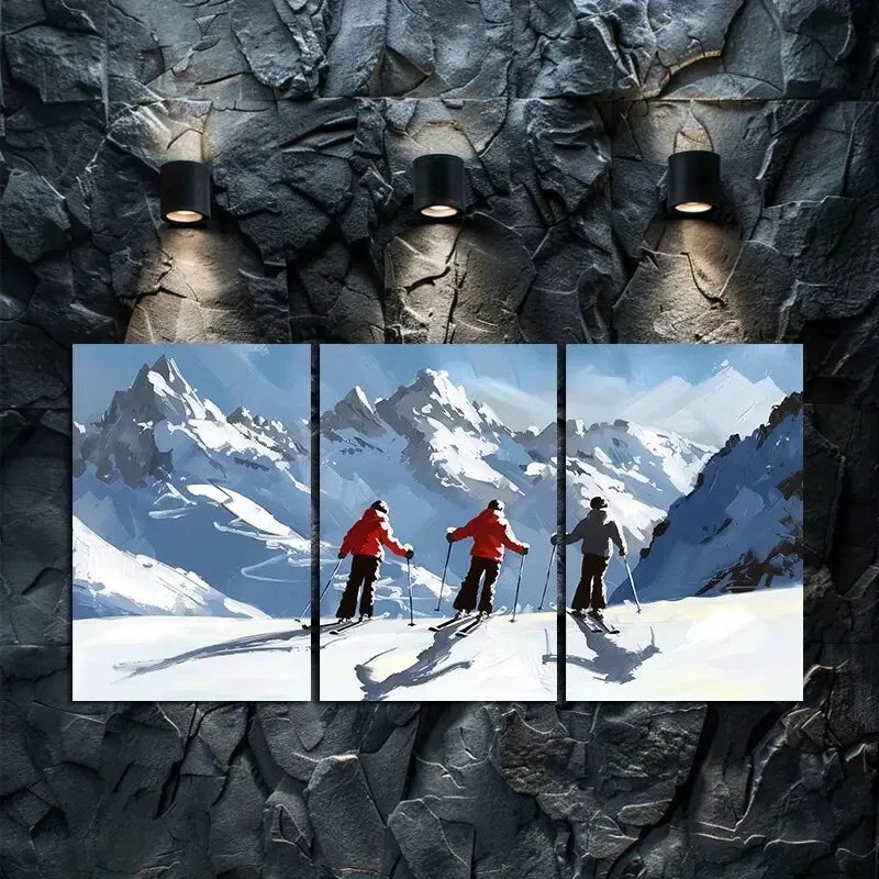 3pcs Alpine Downhill Skiing Canvas Framed 40x60cm - High Quality Print 100% Australian Made Wall Canvas Ready to Hang