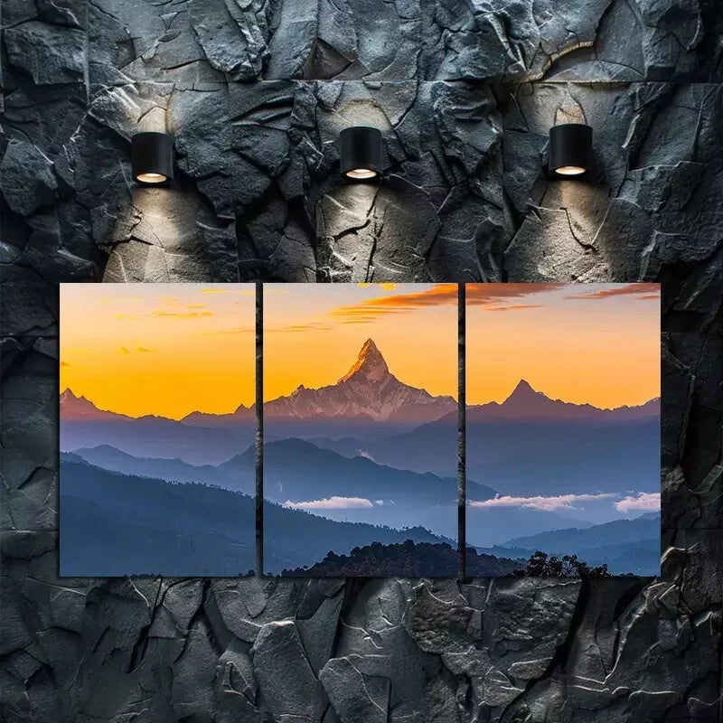 3pcs Annapurna Range Himalayas Silhouette Canvas Framed 40x60cm - High Quality Print 100% Australian Made Wall Canvas Ready to Hang