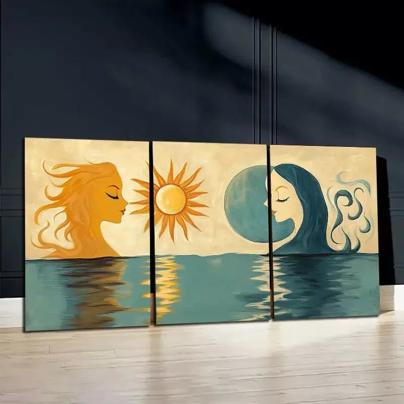 3pcs Art Depicting Goddess Of Celestial Bodies Canvas Framed 40x60cm - High Quality Print 100% Australian Made Wall Canvas Ready to Hang