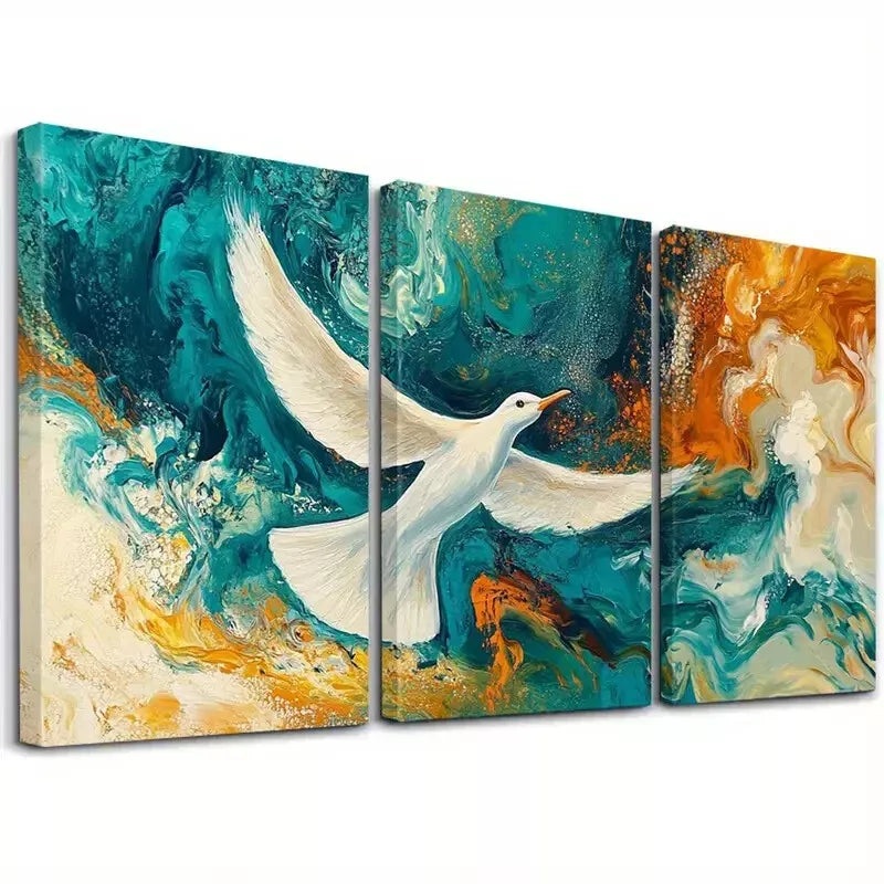 3pcs Blue And Orange Decorative Flying Bird Wall Art Set Canvas Framed 40x60cm - High Quality Print 100% Australian Made Wall Canvas Ready to Hang