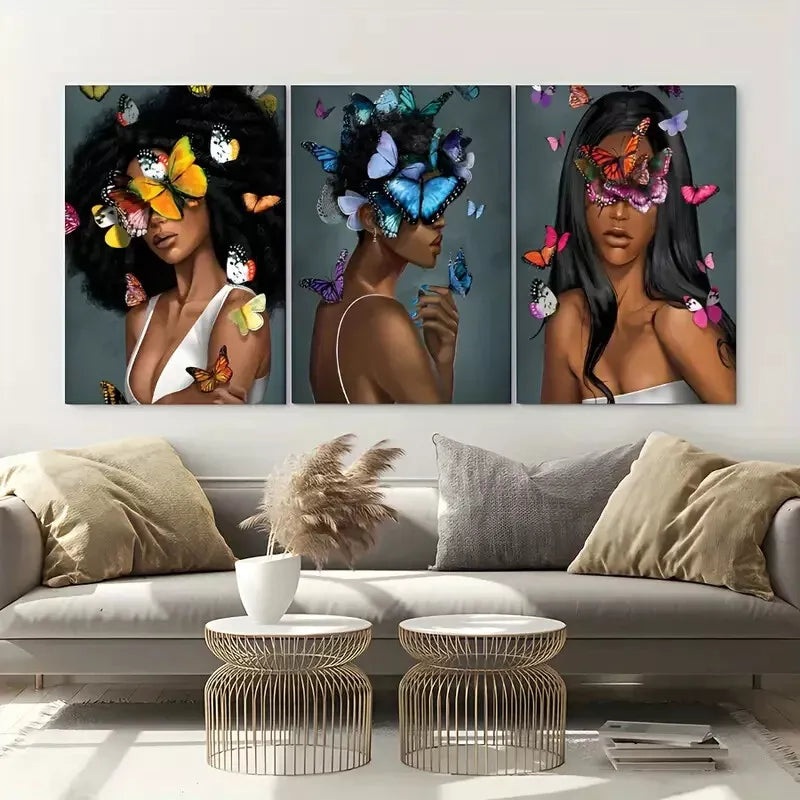 3pcs Butterfly Elegance Modern Canvas Framed 40x60cm - High Quality Print 100% Australian Made Wall Canvas Ready to Hang