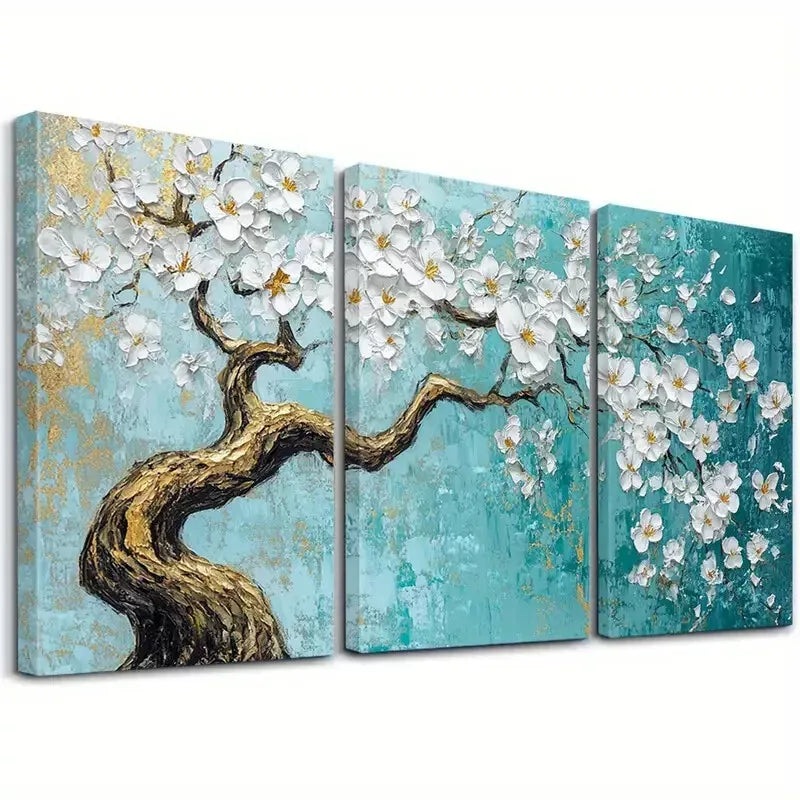 3pcs Classic Modern Landscape Cherry Blossom Wall Art Set Canvas Framed 40x60cm - High Quality Print 100% Australian Made Wall Canvas Ready to Hang