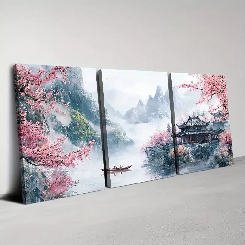 3pcs Colorful Landscape Serene Florals Painting Wall Art Set Canvas Framed 40x60cm - High Quality Print 100% Australian Made Wall Canvas Ready to Hang
