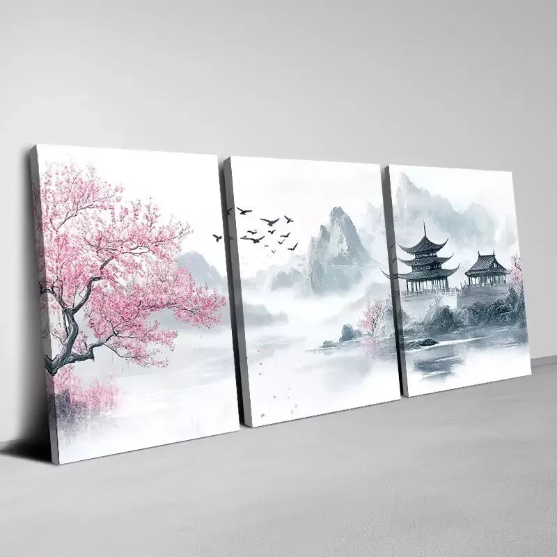 3pcs Colorful Landscape Serene lake Painting Wall Wall Art Set Canvas Framed 40x60cm - High Quality Print 100% Australian Made Wall Canvas Ready to Hang