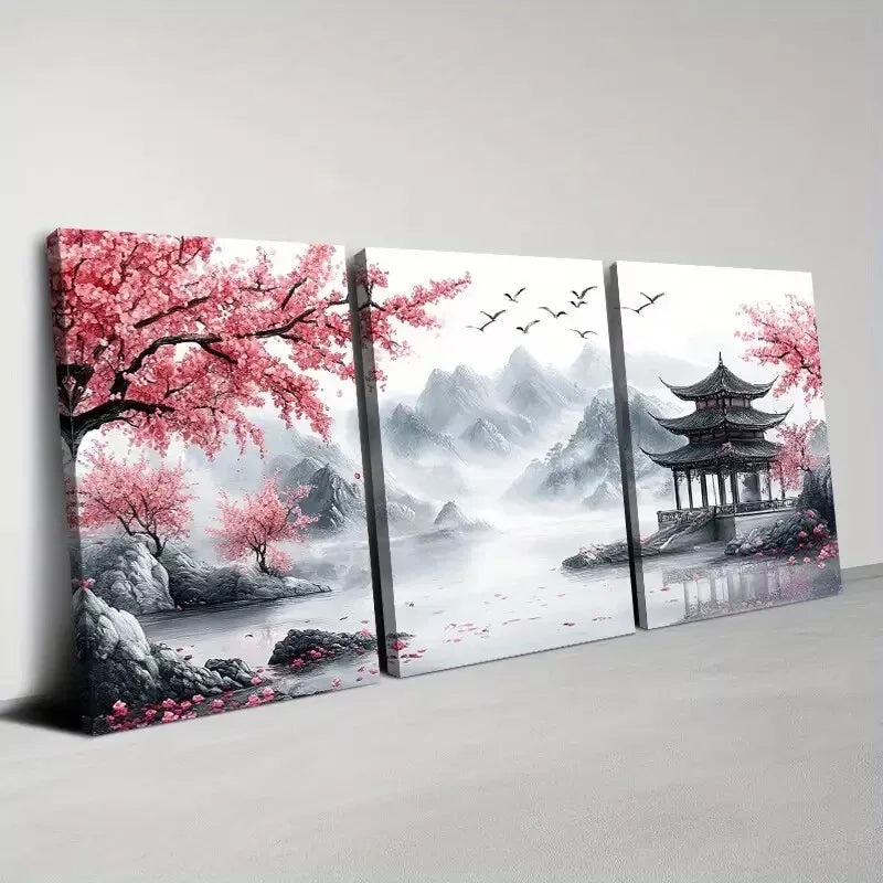 3pcs Colorful Landscape Serene Nature Florals Wall Art Set Canvas Framed 40x60cm - High Quality Print 100% Australian Made Wall Canvas Ready to Hang