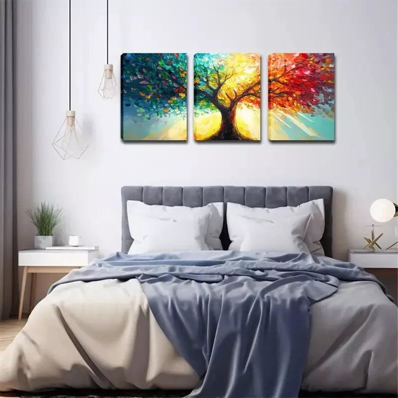 3pcs Colorful Tree Framed 40x60cm - High Quality Print 100% Australian Made Wall Canvas Ready to Hang