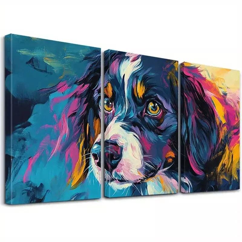 3pcs Decorative Canine Emotional Expression Wall Art Set Canvas Framed 40x60cm - High Quality Print 100% Australian Made Wall Canvas Ready to Hang