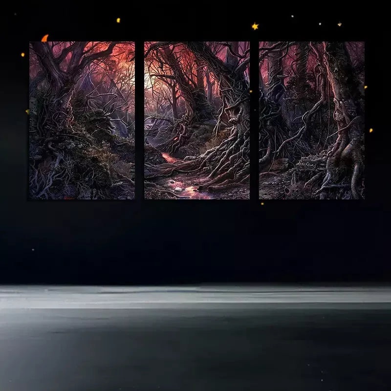 3pcs Enchanting Purple Forest Canvas Framed 40x60cm - High Quality Print 100% Australian Made Wall Canvas Ready to Hang
