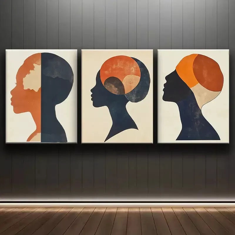 3pcs Female Silhouette Canvas Framed 40x60cm - High Quality Print 100% Australian Made Wall Canvas Ready to Hang