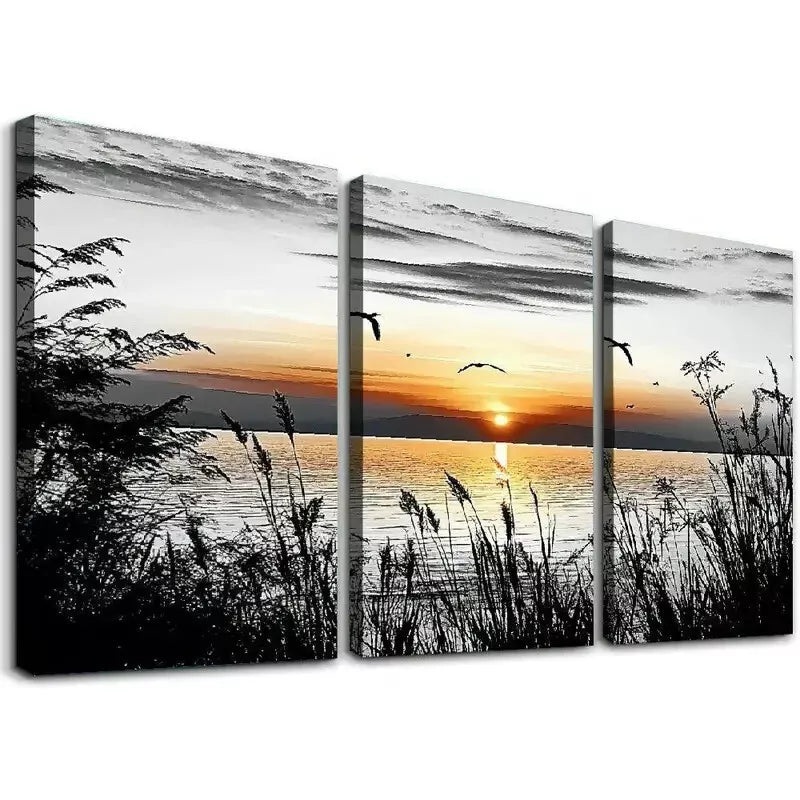 3pcs Abstract Modern Black and White Nature Wall Art Set Canvas Framed 40x60cm - High Quality Print 100% Australian Made Wall Canvas Ready to Hang