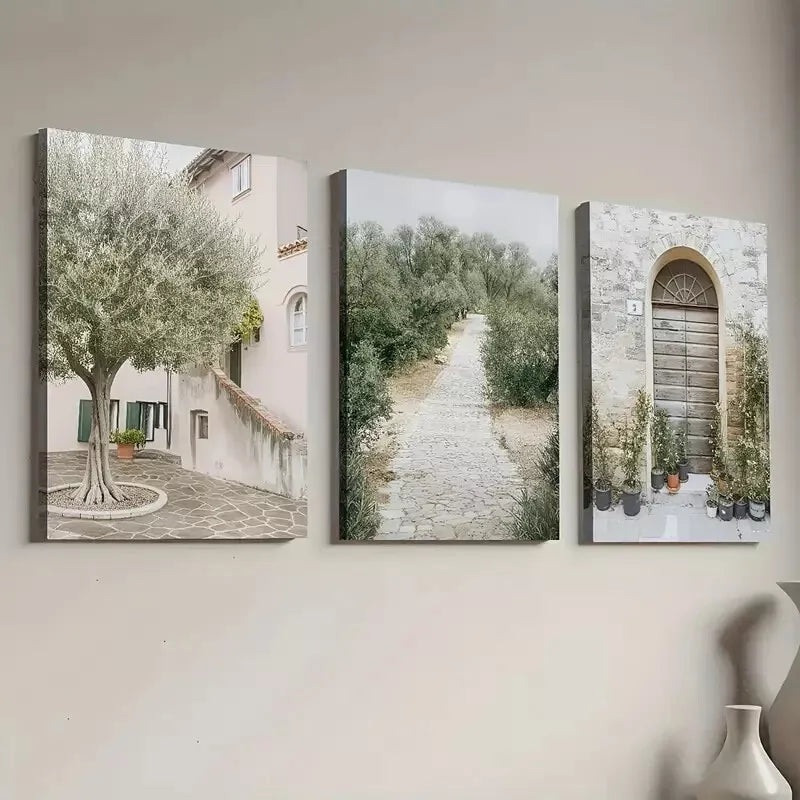 3pcs Art Deco Classic Modern Leaf Pattern Wall Art Set Canvas Framed 40x60cm - High Quality Print 100% Australian Made Wall Canvas Ready to Hang