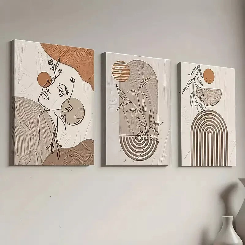 3pcs Bohemian Style Modern Fashion Geometric Wall Art Set Canvas Framed 40x60cm - High Quality Print 100% Australian Made Wall Canvas Ready to Hang