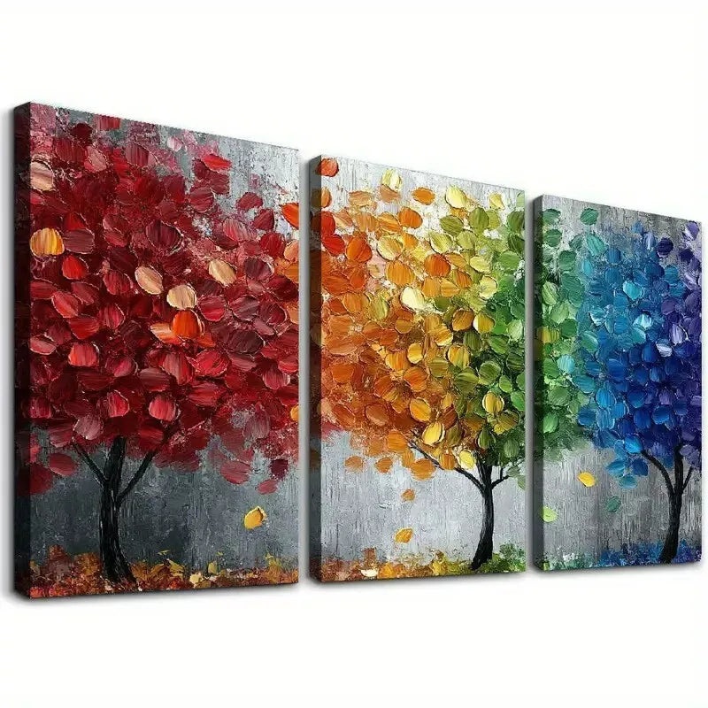 3pcs Classic Abstract Tree Triptych Aesthetic Wall Art Set Canvas Framed 40x60cm - High Quality Print 100% Australian Made Wall Canvas Ready to Hang