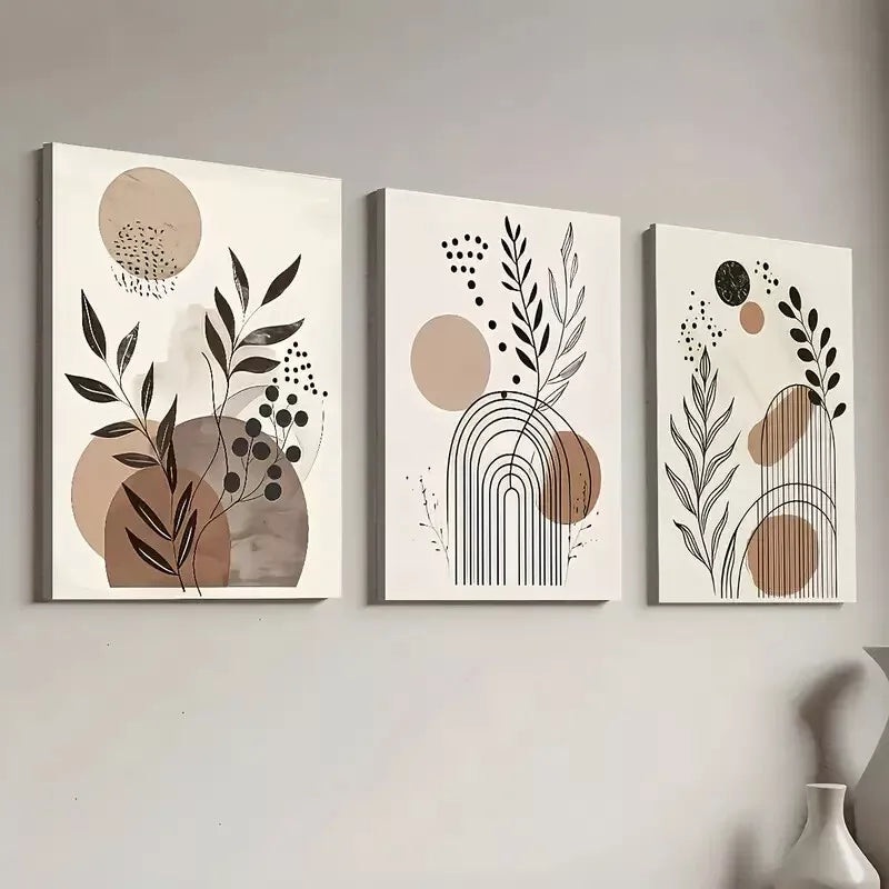 3pcs Deco Classic Modern Floral Pattern Wall Art Set Canvas Framed 40x60cm - High Quality Print 100% Australian Made Wall Canvas Ready to Hang