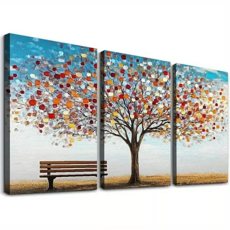 3pcs Decorative Abstract Colorful Tree Wall Art Set Canvas Framed 40x60cm - High Quality Print 100% Australian Made Wall Canvas Ready to Hang