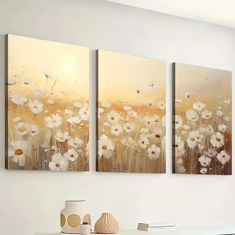 3pcs Artistic Abstract Floral Landscape Art Flowers Wall Art Set Canvas Framed 40x60cm - High Quality Print 100% Australian Made Wall Canvas Ready to Hang