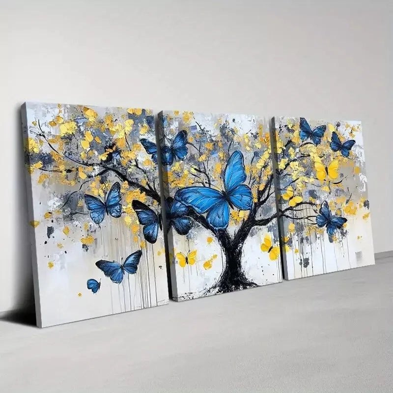 3pcs Beautiful Fresh Tree with Butterfly Of Life Wall Art Set Canvas Framed 40x60cm - High Quality Print 100% Australian Made Wall Canvas Ready to Hang