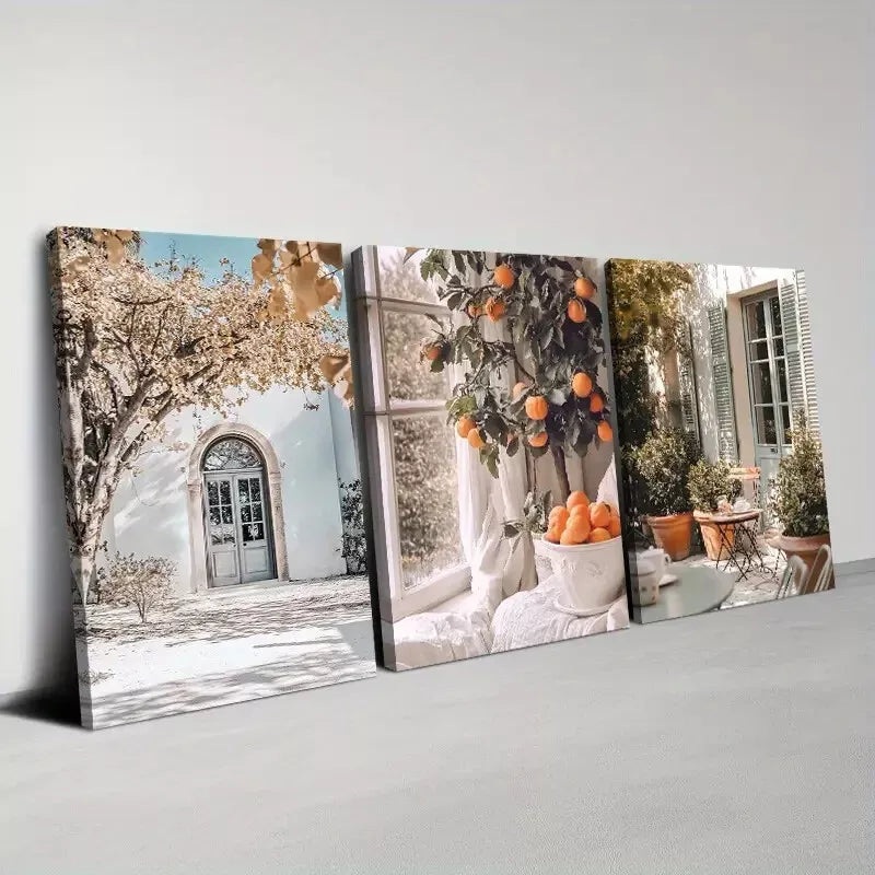 3pcs Beautiful Modern Abstract Retro Yard Wall Art Set Canvas Framed 40x60cm - High Quality Print 100% Australian Made Wall Canvas Ready to Hang