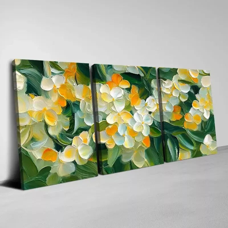 3pcs Beautiful Soft Flowers with Greenery Wall Art Set Canvas Framed 40x60cm - High Quality Print 100% Australian Made Wall Canvas Ready to Hang