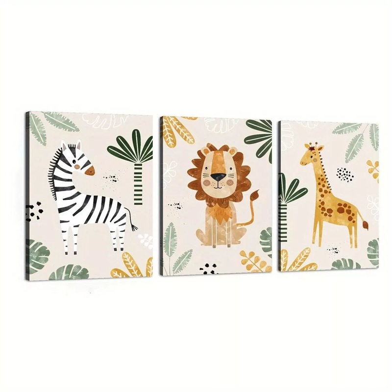 3pcs Creative Elegant Jungle Animal Artwork   Wall Art Set Canvas Framed 40x60cm - High Quality Print 100% Australian Made Wall Canvas Ready to Hang