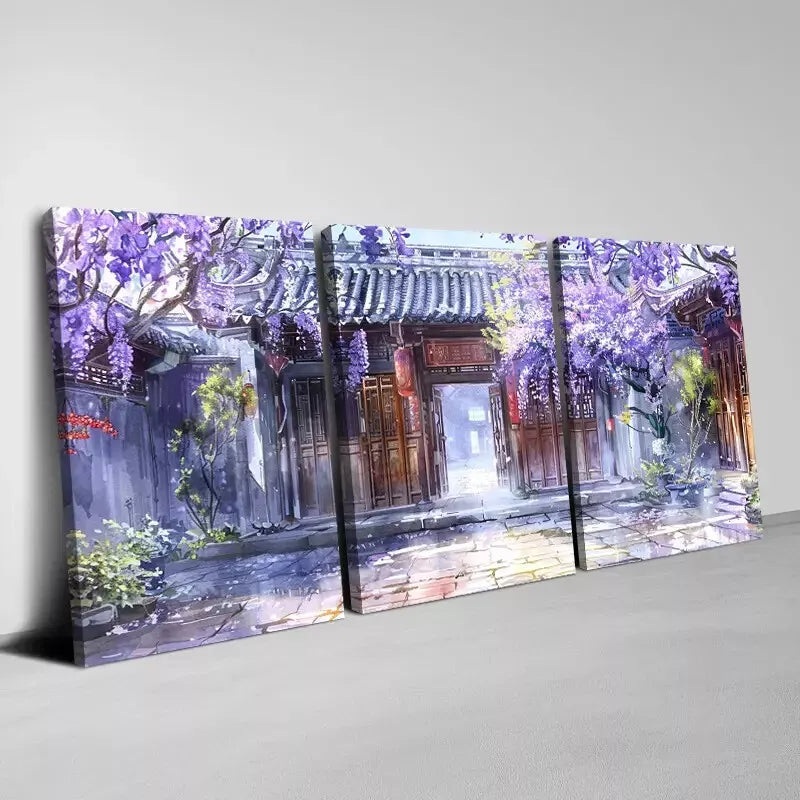 3pcs Enchanting Artistic Flair, Bauhinia & Gate Wall Art Set Canvas Framed 40x60cm - High Quality Print 100% Australian Made Wall Canvas Ready to Hang