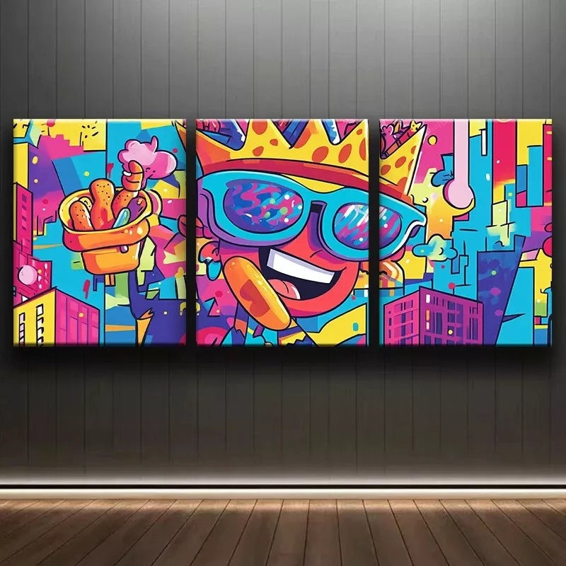 3pcs  Featuring Lively Cartoon Design  Wall Art Set Canvas Framed 40x60cm - High Quality Print 100% Australian Made Wall Canvas Ready to Hang