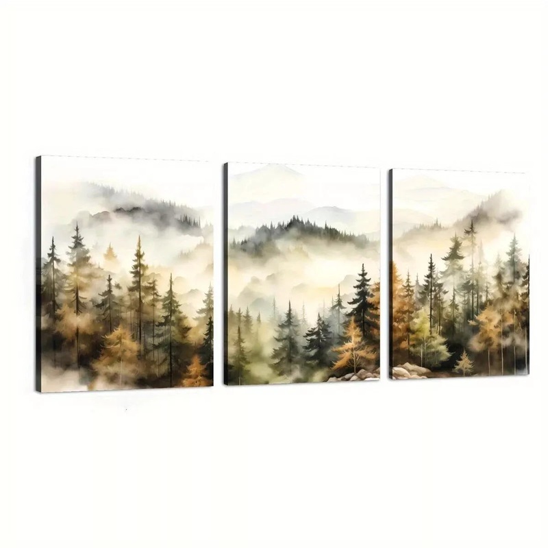3pcs Forest Scenery Autumn Forest Modern  Wall Art Set Canvas Framed 40x60cm - High Quality Print 100% Australian Made Wall Canvas Ready to Hang